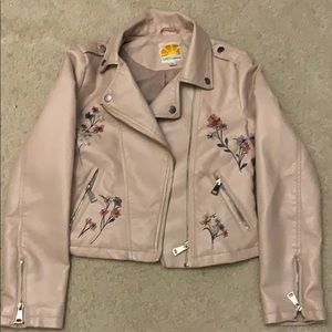 Pink leather jacket size 12